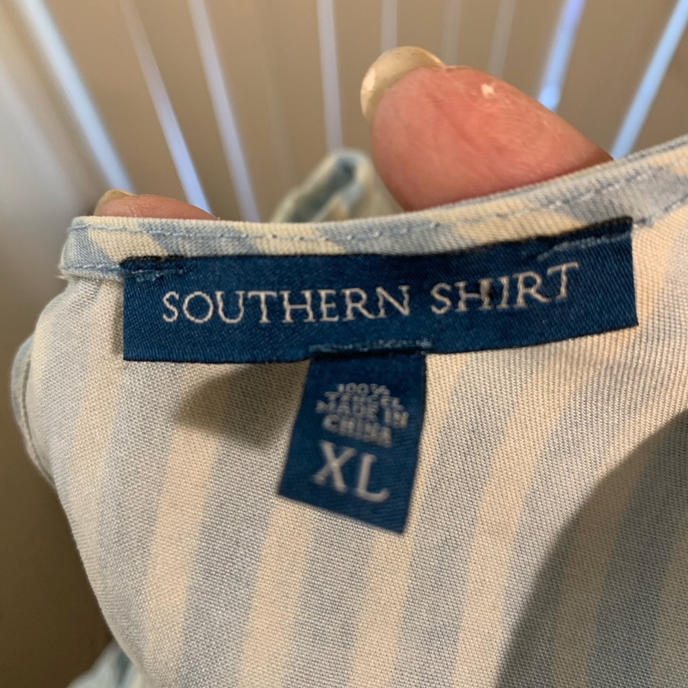 The Southern Shirt Company Light Blue & White Sleeveless Striped Midi Dress - Picture 3 of 12